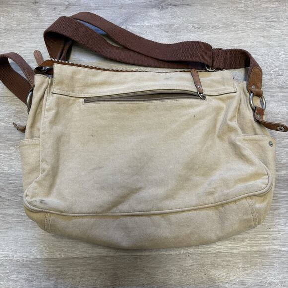 Mo & Co Anthropologie Tote Briefcase Leather Canvas Messenger Bag - Picture 5 of 5